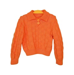 Handsitckad orange tröja 116 cm/5-6år