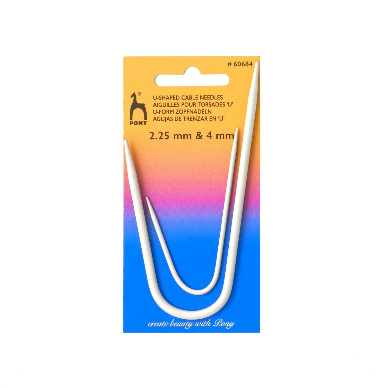 Flätstickor/Hjälpstickor U-form 2 st av alu Pony 2,25/4,0mm