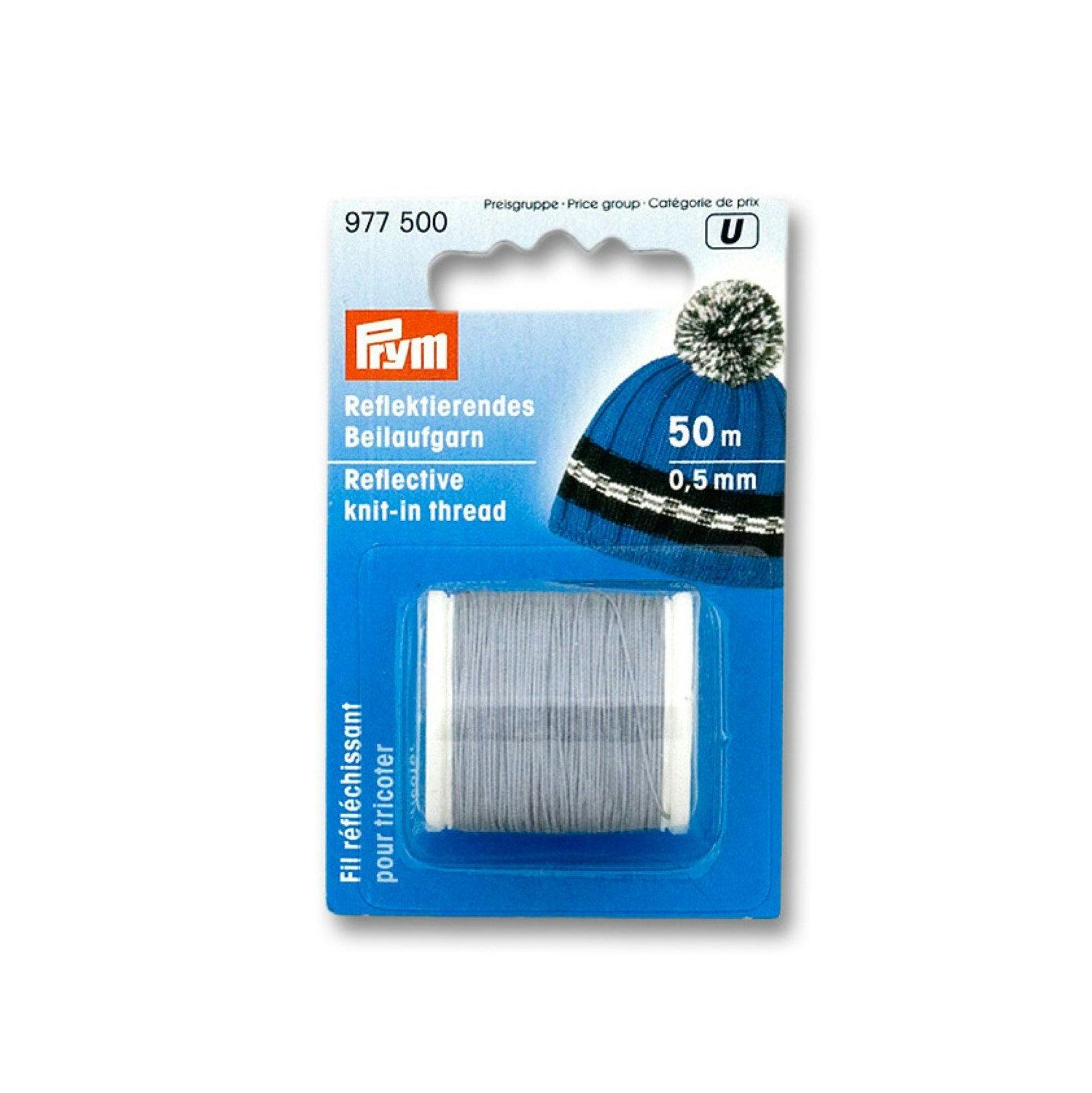 Reflextråd för stickning 50 m Prym 0,5mm