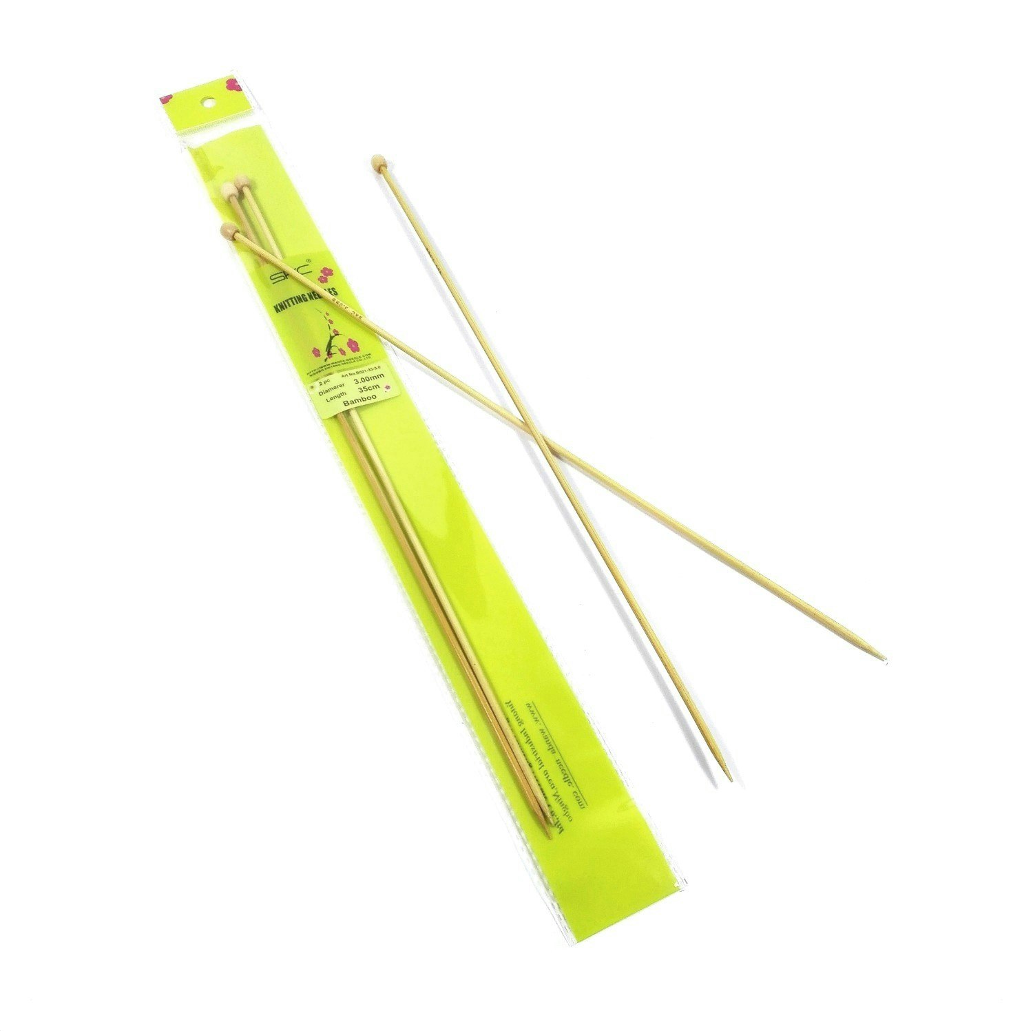 Ett par stickor av Bambu 35 cm längd SKC 3,00-8,00 mm