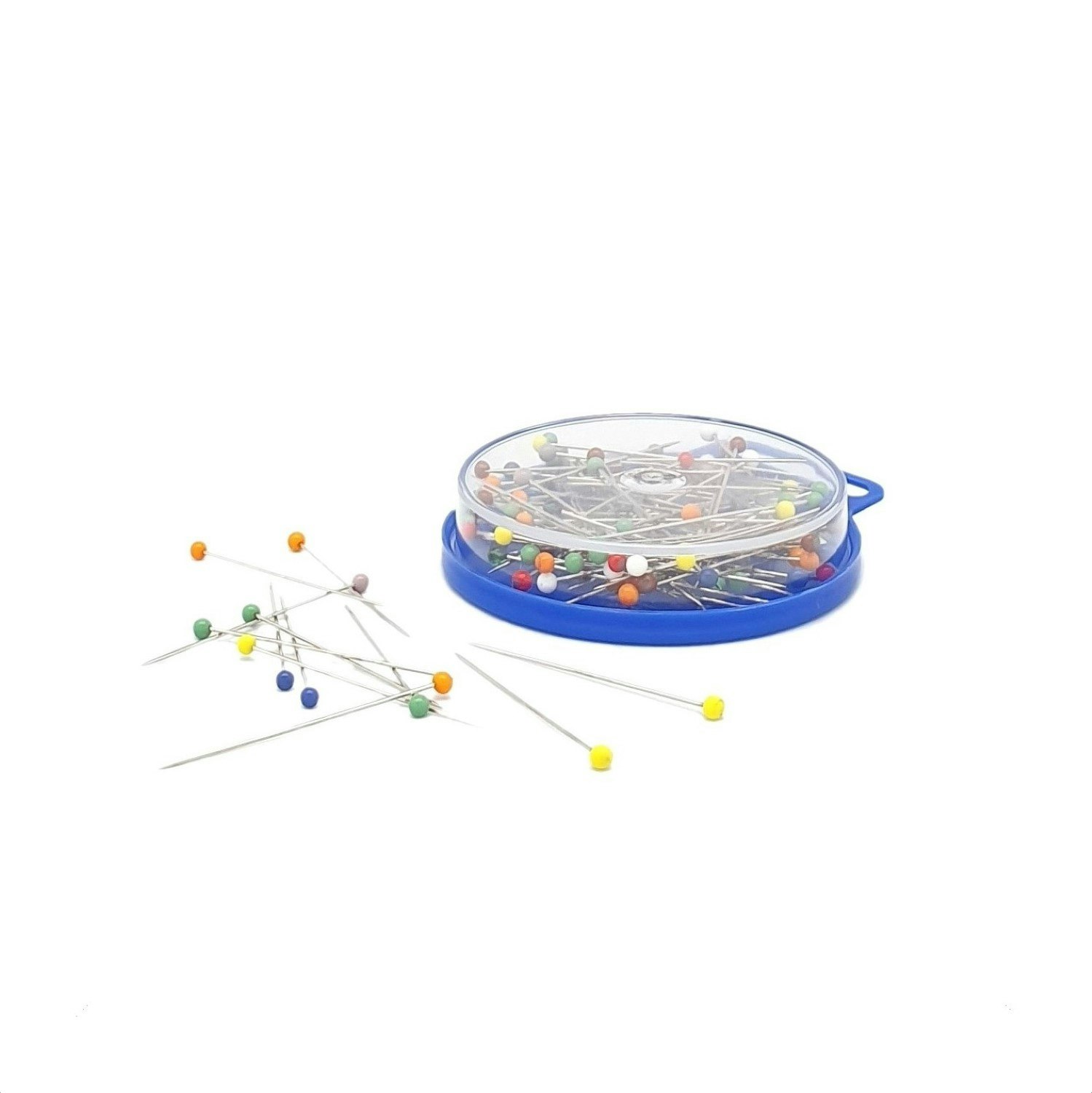 Knappnålar i plastikask Plasthuvud 44mm 10g