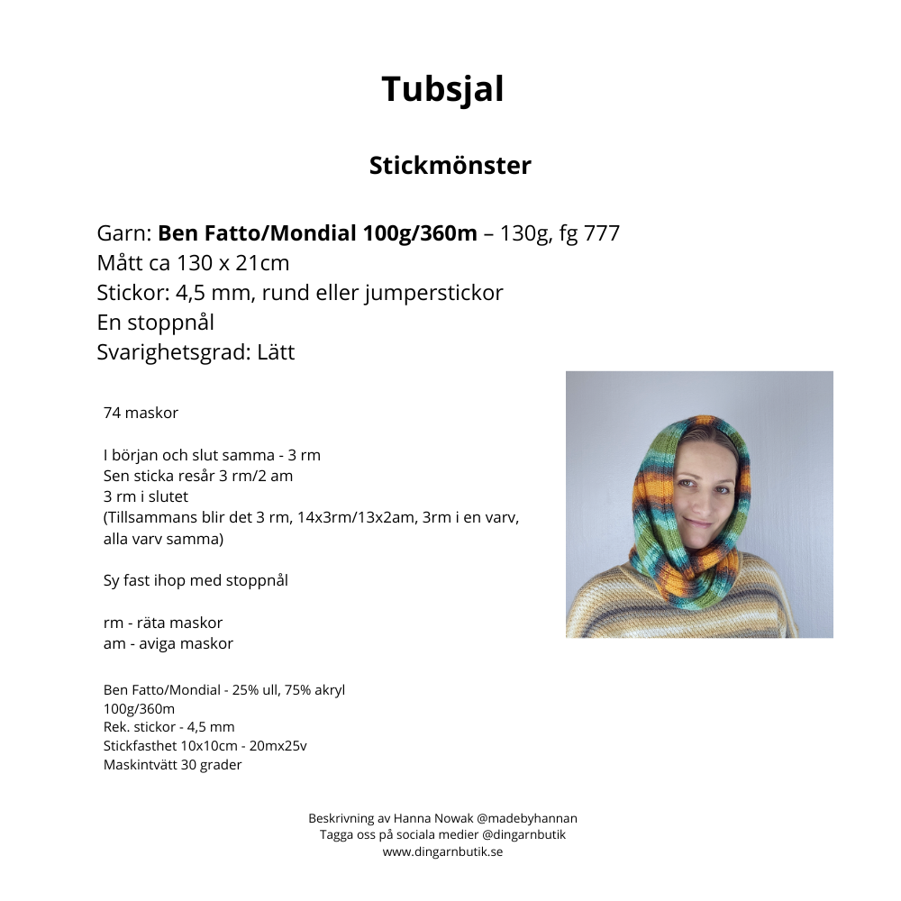 Stickmönster Tubsjal Ben Fatto