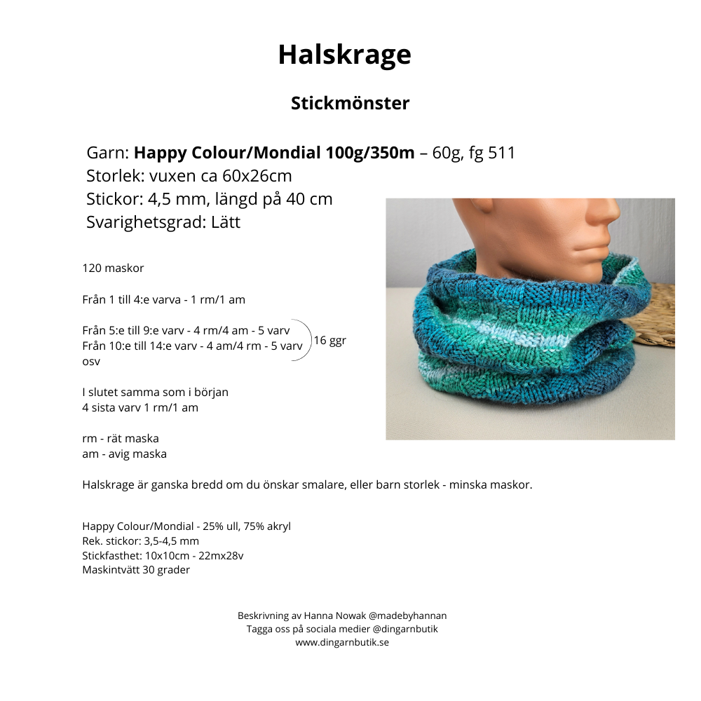 Stickmönster Halskrage Happy Colour