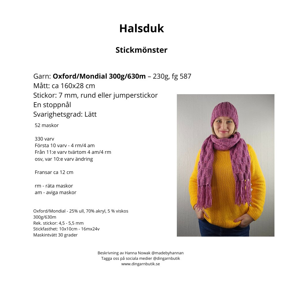 Stickmönster Halsduk Oxford