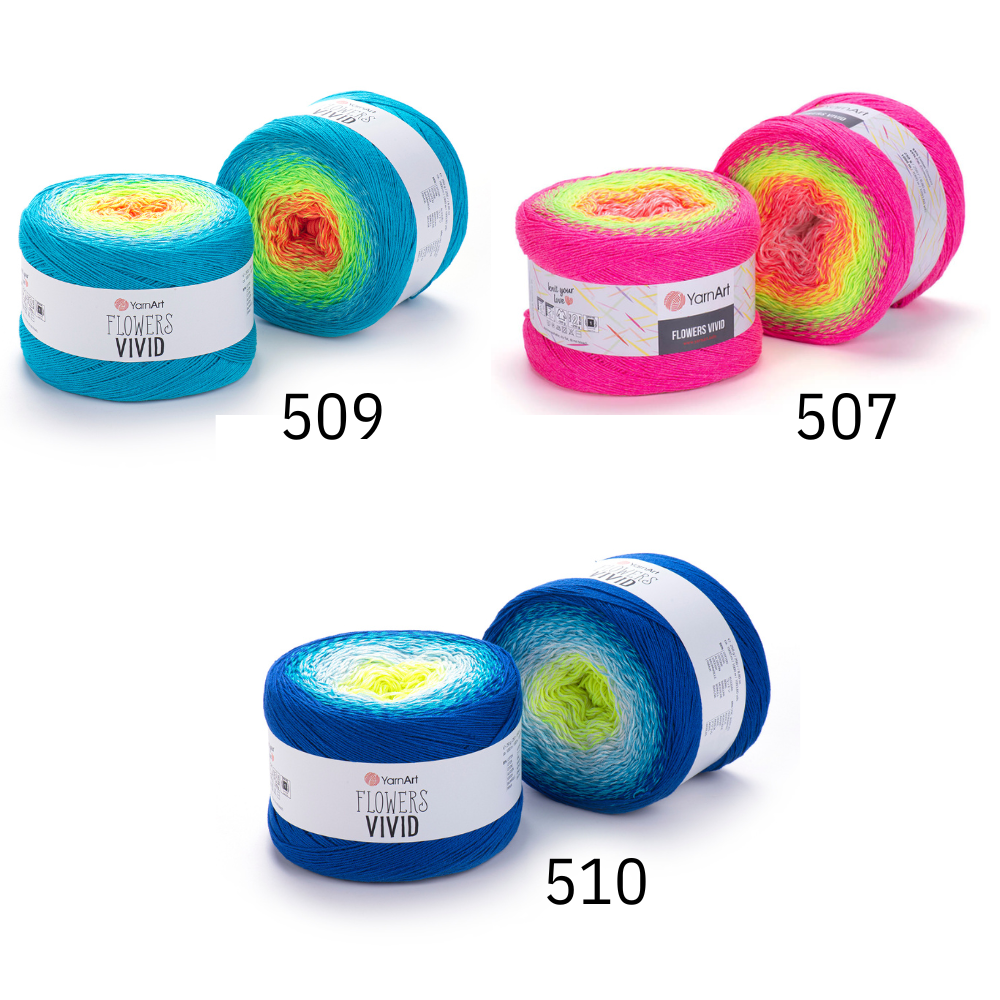 Flowers Vivid YarnArt 250g bomull neon