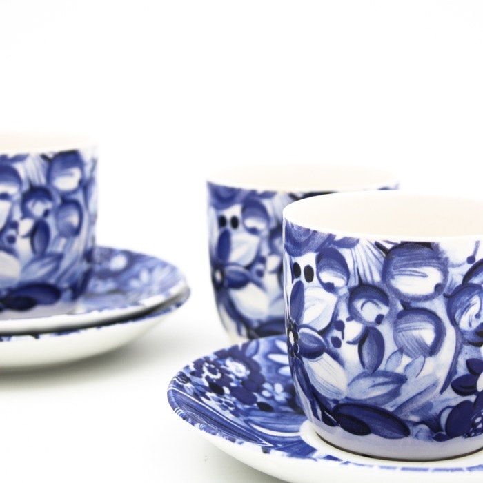 Kaffekopp med liten skada- Blå blomster, Berit Ternell - Gefle
