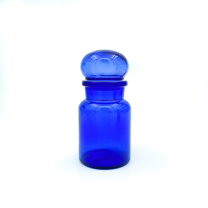Medicinburk liten - blått glas