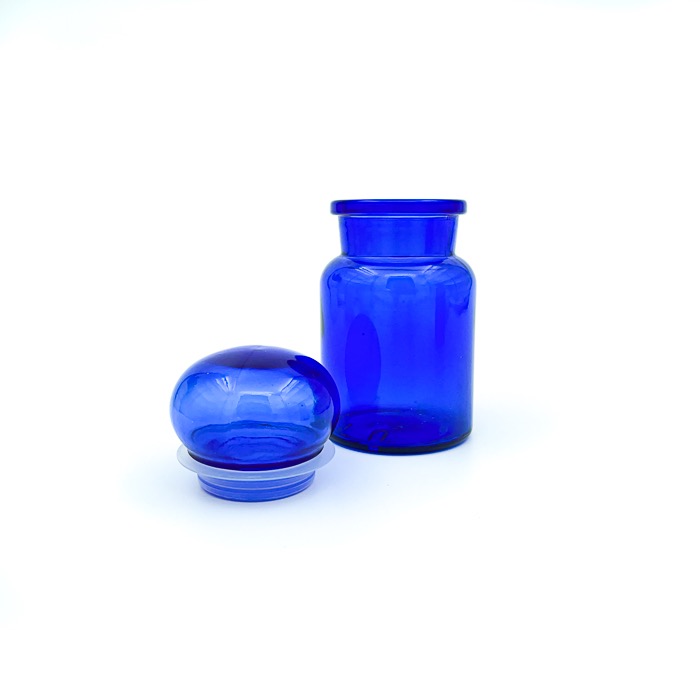 Medicinburk liten - blått glas