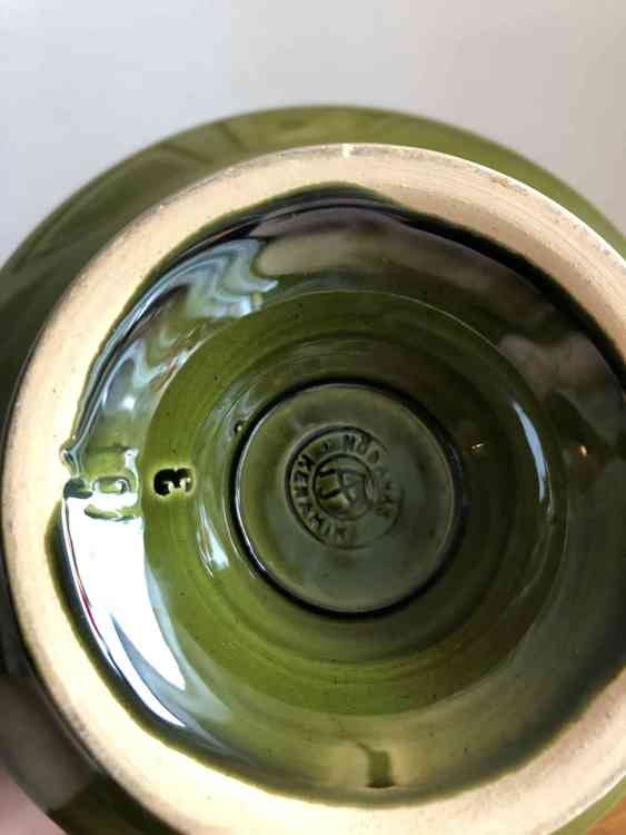 höganäs keramik skål grön stämpel
