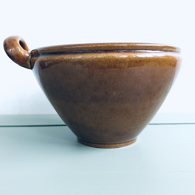 old höganäs keramik skål brun sidan