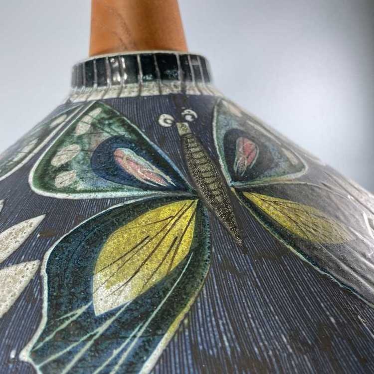 Taklampa keramik och teak Tilgmans Keramik  närbild mönster