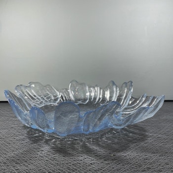 Glasfat, Barock, blått glas (stort) - Christer Sjögren - Lindshammar Glasbruk
