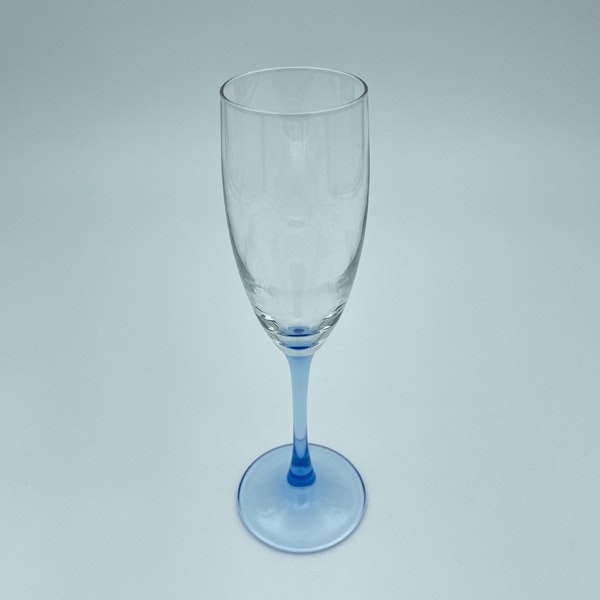 Champagneglas "Azur", ljusblå fot - Luminarc, Frankrike
