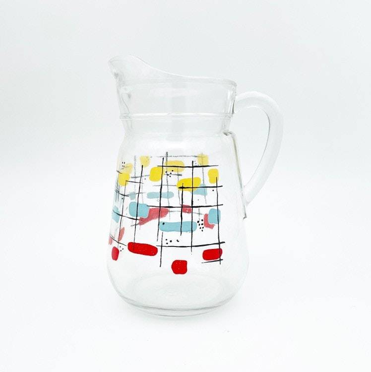 Retro saftservis - Karaff och 6 glas, 50-tal