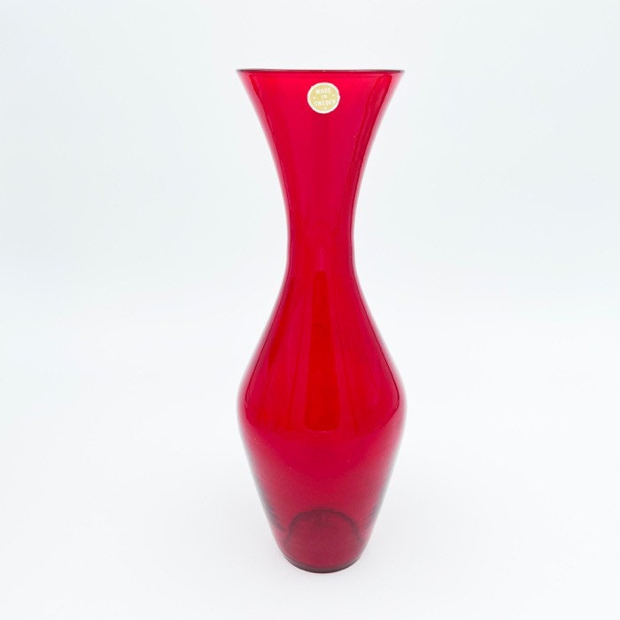 Röd glasvas - Gunnar Ander, Elme glasbruk