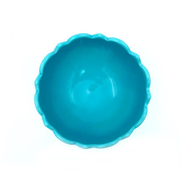 Skål på fot - turkos Opalineglas