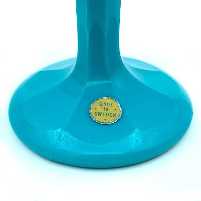 Skål på fot - turkos Opalineglas