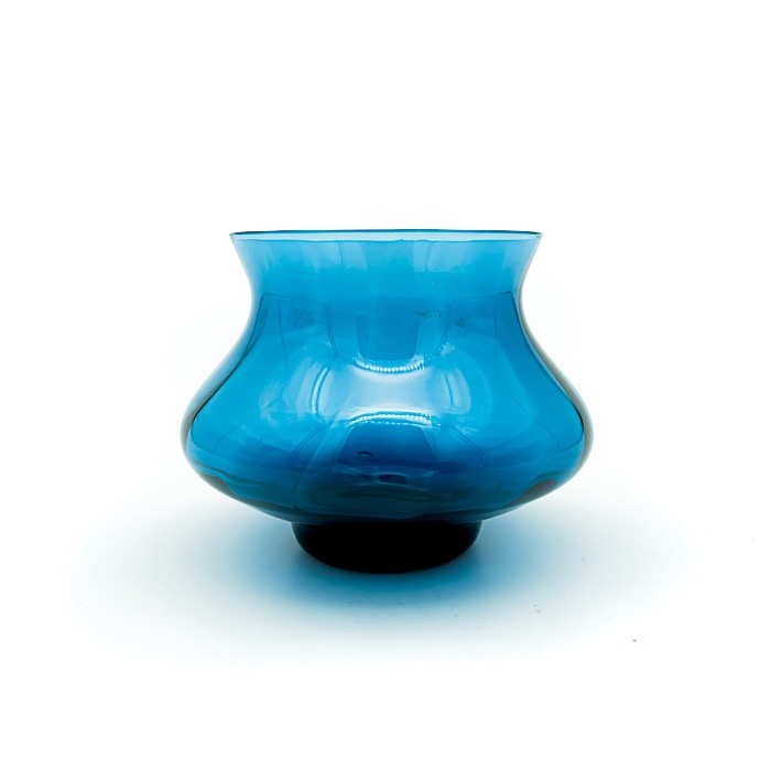 Ljuslykta / vas (blå), Bo Borgström - Åseda Glasbruk