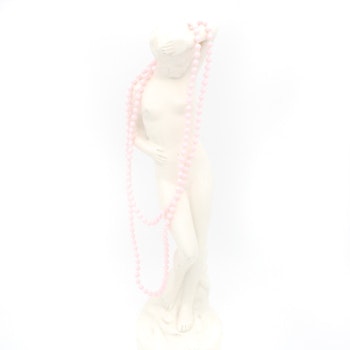 Retro halsband med plastpärlor ljusrosa