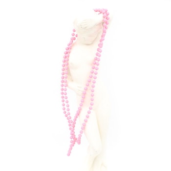 Retro halsband med plastpärlor rosa