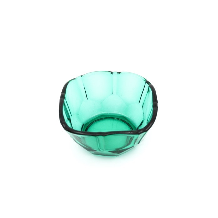 Grön retro glasskål - pressglas