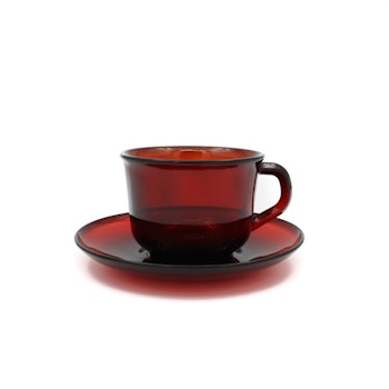 Kaffekopp - rött glas, Vereco