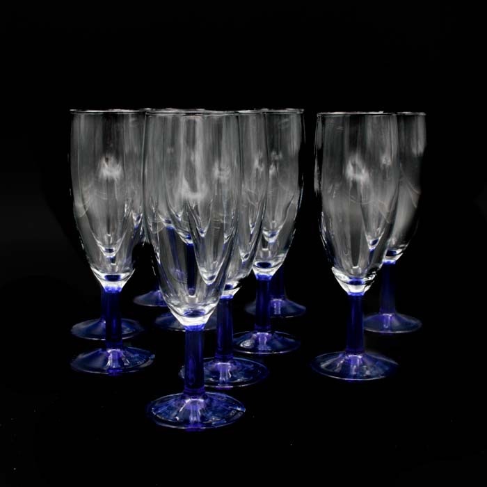 Champagneglas "Cobalt", blå fot - Luminarc, Frankrike - Vintrotastic |  Retro & Vintage Inredning i butik och på nätet