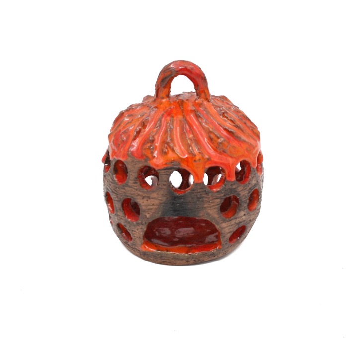Orangeglaserad ljuslykta i keramik