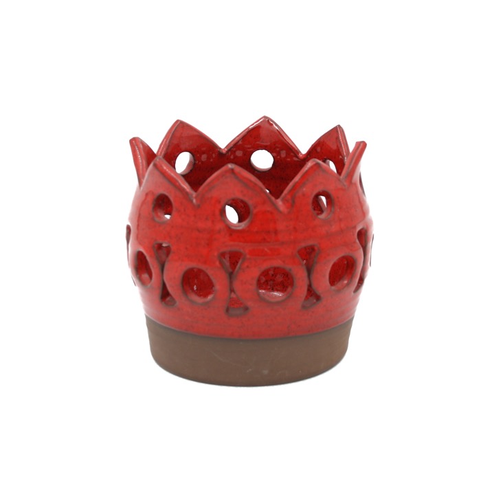 Rödglaserad Ljuslykta i keramik
