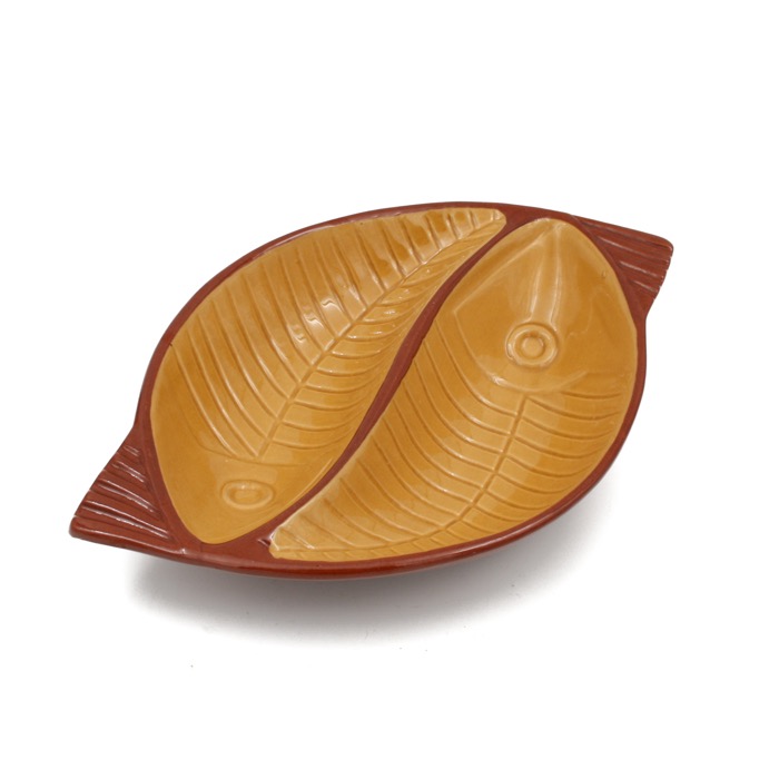 Fiskfat i gul/ brun keramik - Gabriel keramik