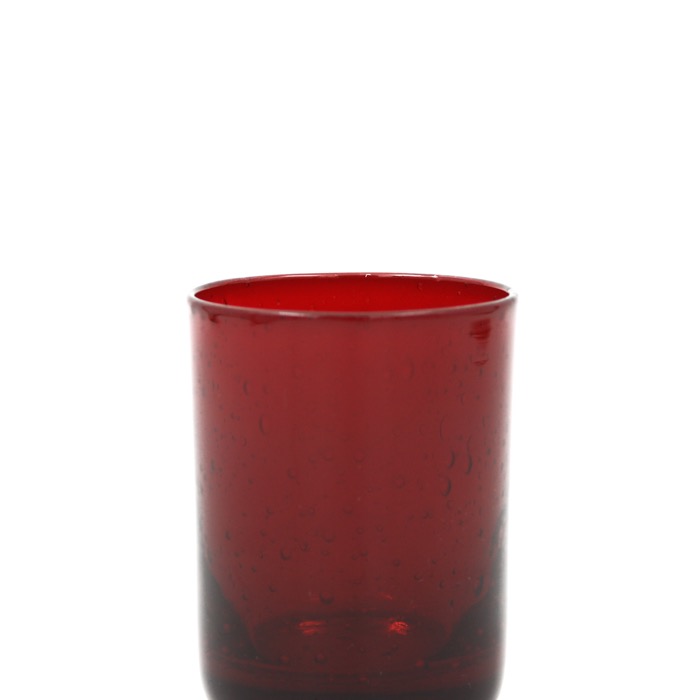 Glas, rubinrött med inblåsta bubblor - Reijmyre