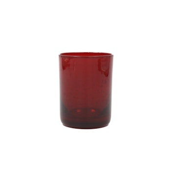 Glas, rubinrött med inblåsta bubblor - Reijmyre