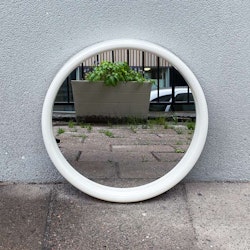 Retro vit, rund spegel i plast