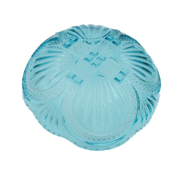 Turkos glasskål - stor, pressglas