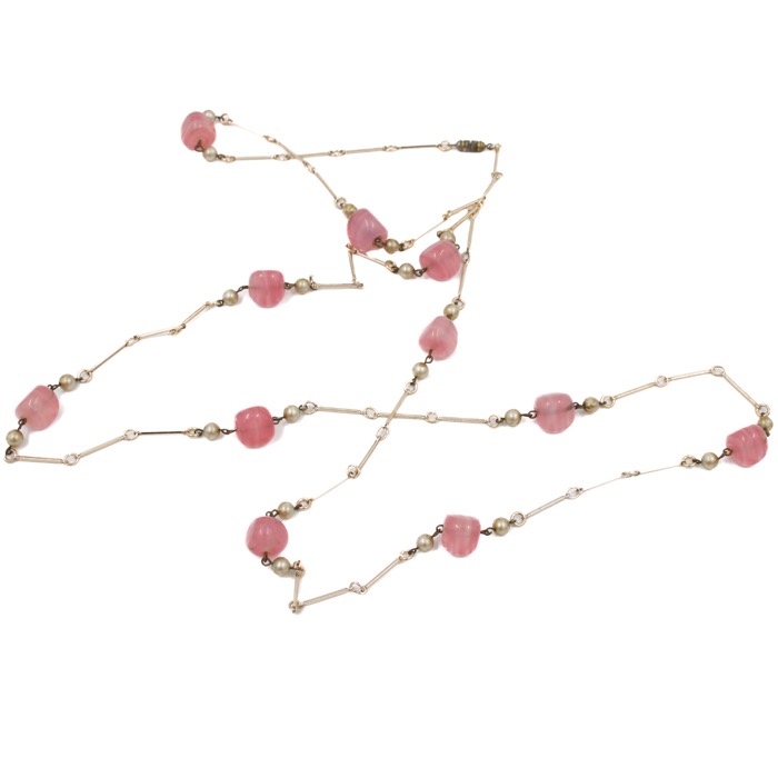 Vintage halsband, rosa stenar