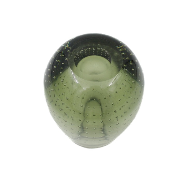 Grön glasvas med bubblor - trol. Gunnel Nyman, Nuutajärvi
