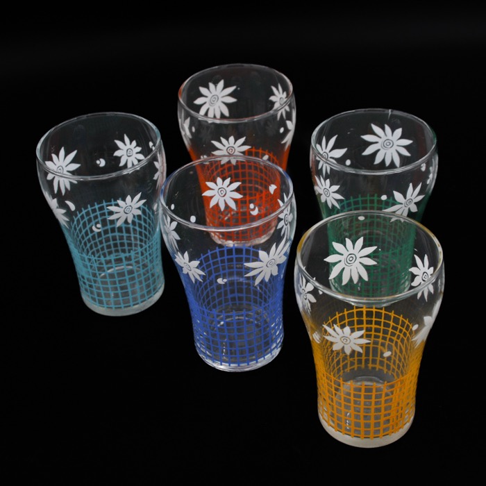 Retro saftglas med rutor - olika färger