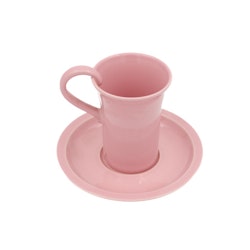 Kaffekopp med fat, rosa - Höganäs