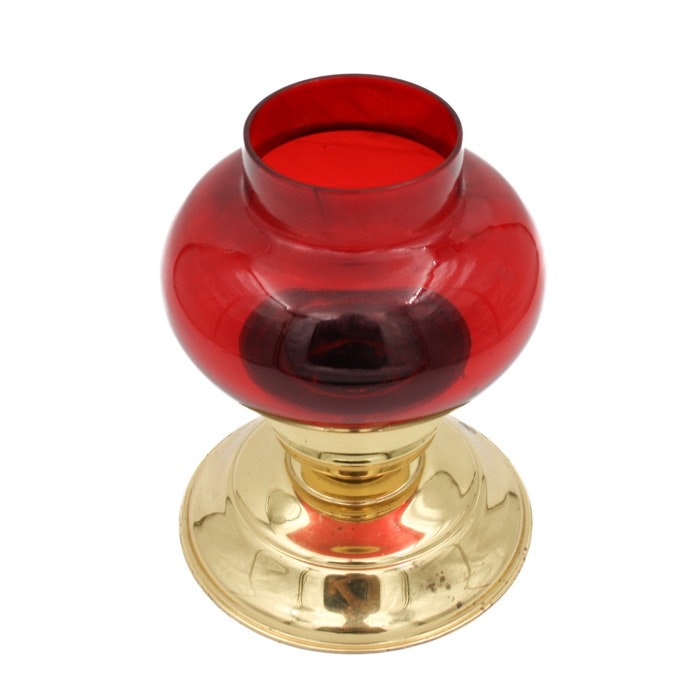 Ljuslykta - rött glas och mässing - Vintrotastic | Retro & Vintage  Inredning i butik och på nätet