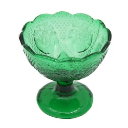 Skål på fot i pressglas - grön