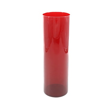 Hög cylindervas i rött glas