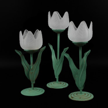 Tulpaner - värmeljusstakar, gröna och vita