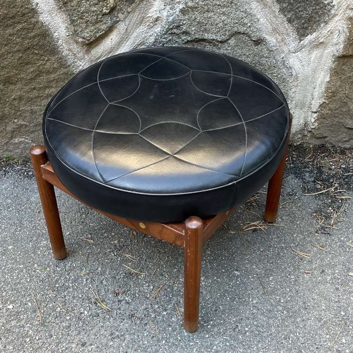 Vintage pall - valnöt och skinn