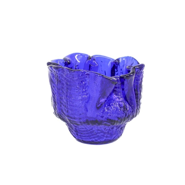 Retro blå ljuslykta i glas