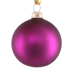 Äldre julgranskula i glas - Lila matta