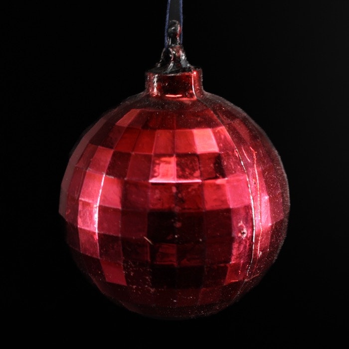 Röd julgranskula i glas - discoboll