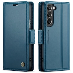 Samsung S23 - Fodral Premium Läder RFID Skyddat CaseMe® Blå