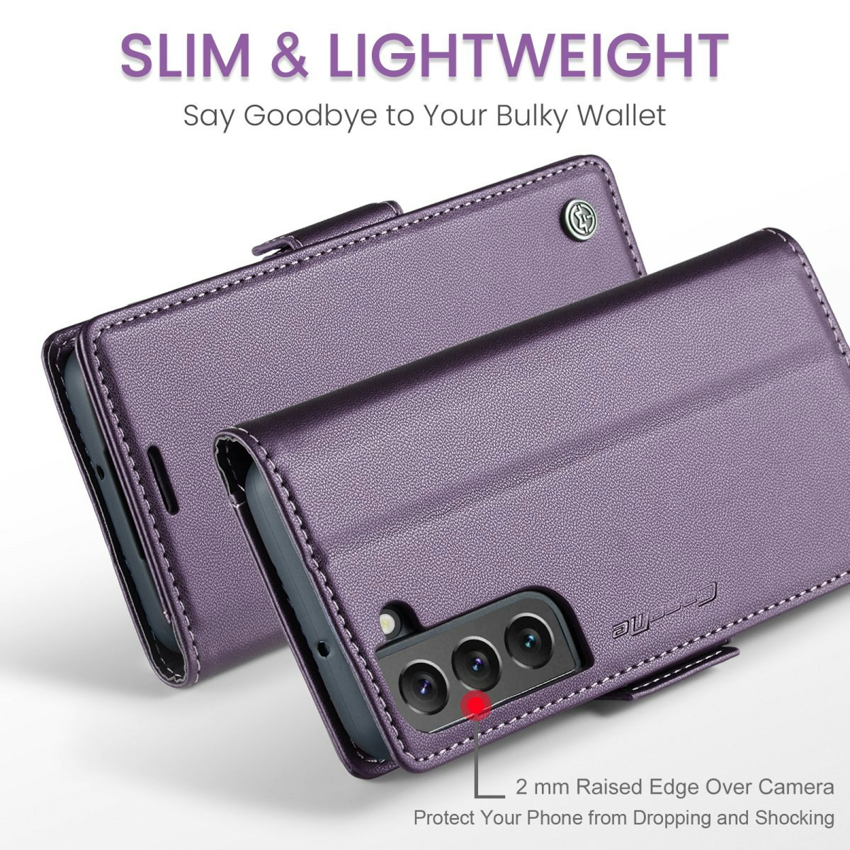 Samsung S23 - Fodral Premium Läder RFID Skyddat CaseMe® Lila