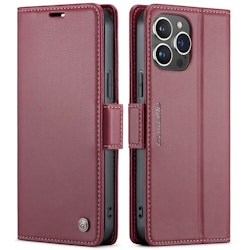 iPhone 12/12 Pro - Fodral Premium Läder RFID Skyddat CaseMe® Vinröd
