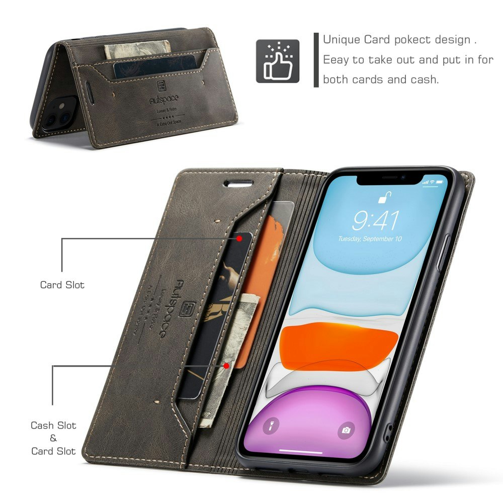 iPhone 11 - Fodral Premium RFID Skyddat Brun
